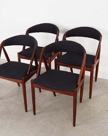 Komplet czterech krzeseł tekowych, duński design, lata 70, Kai Kristiansen, Przetwory design