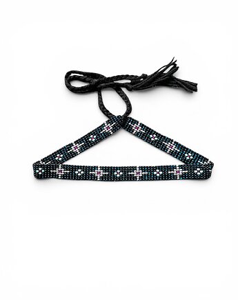 Folkowy choker z koralików z motywem gwiazdy, naszyjnik handmade, ArtGez