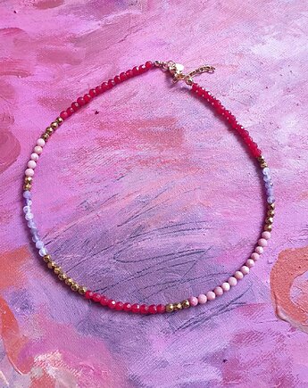 Naszyjnik choker NEO ametyst, jadeit, rodonit,hematyt, modesign