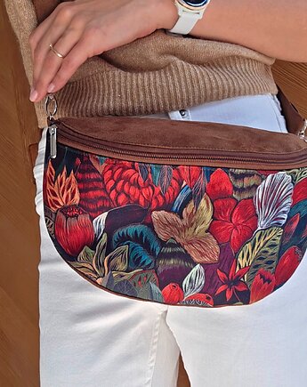 Nerka brąz czekolada KOLOROWE KWIATY, Made by Joan