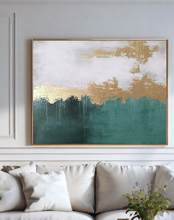 ŚWIETLISTA CISZA  Ręcznie malowany obraz ze złotem 100x70 cm, Anna Jatczak Art