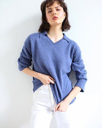Sweter polo Sven niebieski, Lucky HandMade