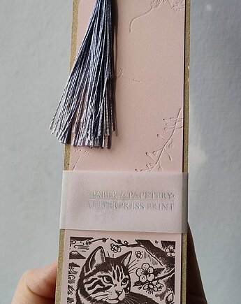 Zakładka do książek / Koty / Chwost / Nit / Tłoczone / Letterpress, drukanturium