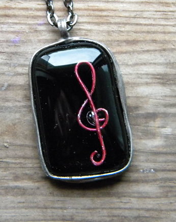 Klucz wiolinowy na czerni - naszyjnik, Beata Trotter