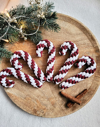 Zestaw 5 szt. Laska Cukrowa - Ozdoby choinkowe bordowy+biały, ACTP