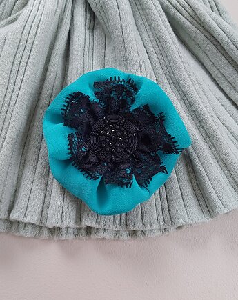 Broszka ciemna mięta z koronką, vestirse!