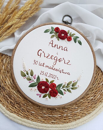 Tamborek ELEGANCKI HAFT NA ROCZNICĘ ŚLUBU - pamiątka, rocznica, ślub, madlenkova