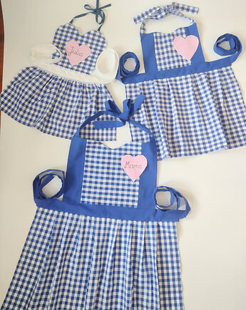 Zestaw 3 bawełnianych fartuchów kuchennych dla mamy i córek, BalticBags