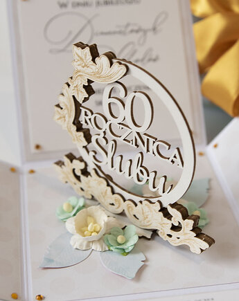 60 rocznica ślubu, diamentowe gody, exploding box, kartka 3d, Papiernik