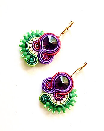 Sutaszowe kolczyki GREEN&VIOLET, Sylwia Żak