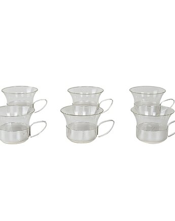 Komplet filiżanek szklanych, włoski design, lata 80, produkcja: Włochy, Przetwory design