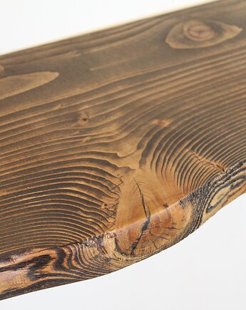 Półka drewniana wisząca na ścianę z żywą krawędzią grubość 38 mm, VANLORR