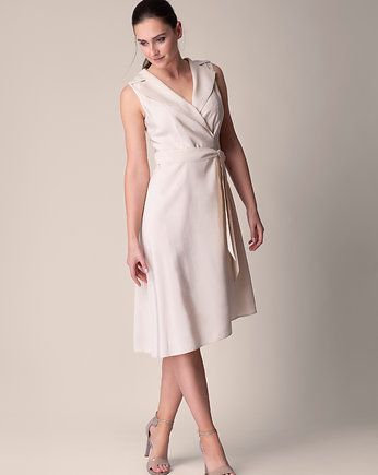 True beige dress - lekka asymetryczna sukienka beż, SOFISTIQUE