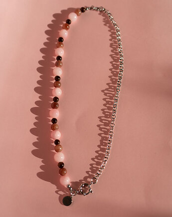 Naszyjnik mix koraliki i łańcuszek, Dwie Gliny