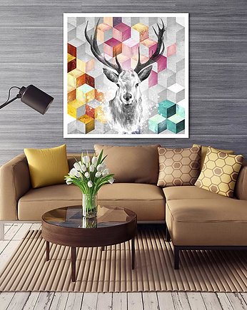 OBRAZ NA PŁÓTNIE - JELEŃ DEER- 60x60cm, LUdesign gallery
