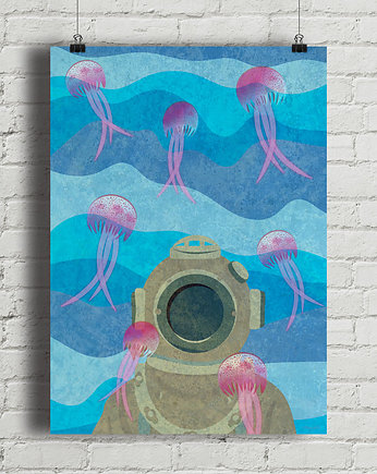 Nurek - Diver - plakat fine art, giclee, minimalmill