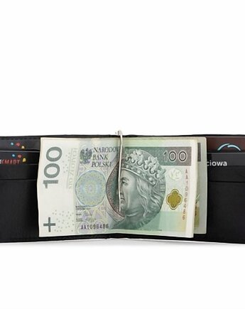 Portfel Męski z Klipsem na Banknoty I Karty Skóra Jucht Czarny BW48, Belveder