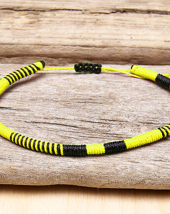 Męska bransoletka - plecionka SNAKE 5 mm -żółty z czarnym, SHEandHE