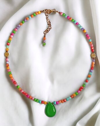 Choker : summer collection :: kolorowa muszla, jadeit, kaktusia