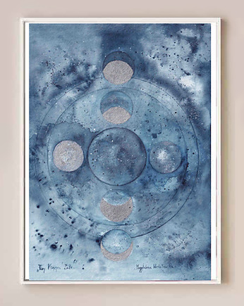 Plakat Akarelowe Fazy Księżyca - Silver Moon, My Moment