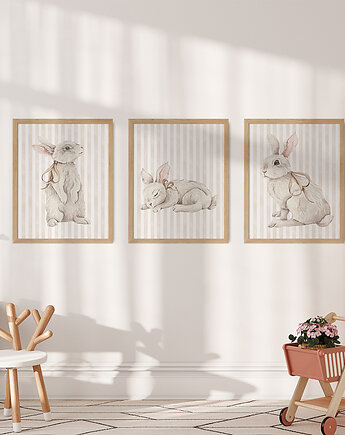 Plakaty Royal Bunnies-beige stripes, Make My Wall 