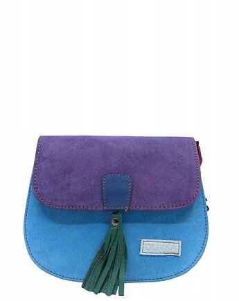 Torebka listonoszka zamszowa damska regulowany pasek kolorowa OLIVKA, Olivka Warsaw