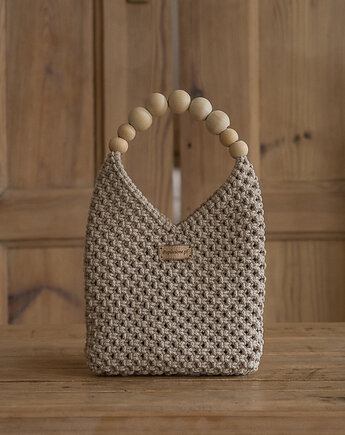 Makramowa torebka Mini Bag  - beżowa, Poplecione Makramy
