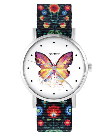 Zegarek - Motyl - folk czarny, nylonowy, yenoo