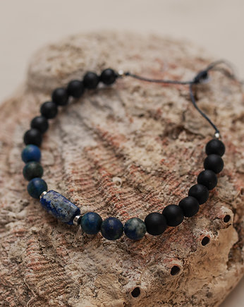 Bransoletka Męska Lapis Lazuli Lazuryt Lawa, w hand works