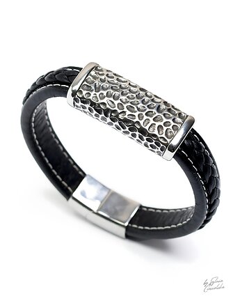 Unikatowa Męska Bransoletka ze Skóry Naturalnej., Black Mamba Jewelry