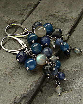 Kolczyki niebieskie gronka, RayOfArt