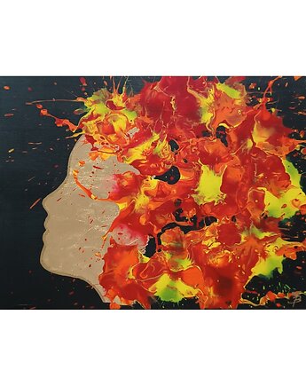Ręcznie malowany 30x40 Akryl na płótnie IGNIS, Joanna Bilska