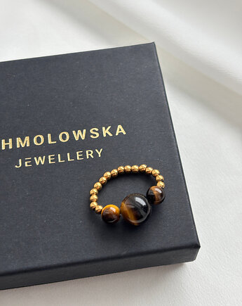 Pierścionek elastyczny Tygrysie Oko, Chmolowska Jewellery
