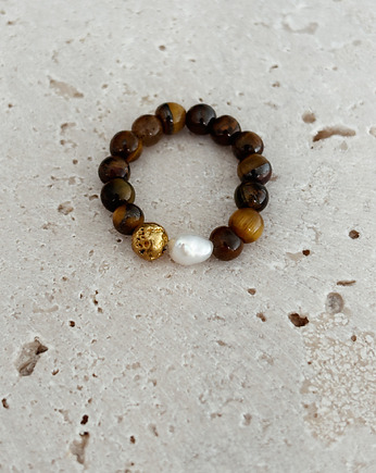 Pierścionek elastyczny Tygrysie Oko, Chmolowska Jewellery