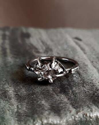 Pierścionek METEORYT rozmiar 16, meteoryt z Argentyny, srebro 925, ZIĘBA