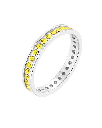 Srebrna obrączka z żółtymi kryształami Preciosa, SOTHO