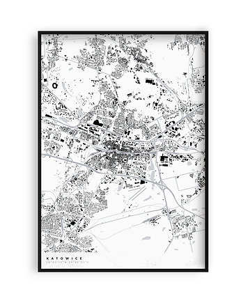 Mapa Katowic,  Plakat Katowice,  Mapy miast, PLAKATY GEOMETRYCZNE