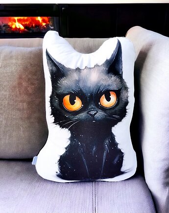 Poduszka kotek pluszak z kotkiem przytulanka czarny kot, Uszyciuch