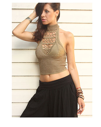 Oliwkowy top handmade, Mademoiselle Patrini