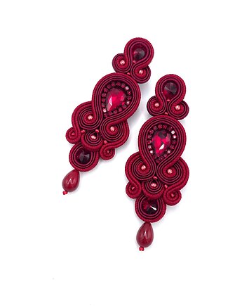 Kolczyki sutasz bordowe Keira wieczorowe eleganckie z kryształkami, Katrina Rossa