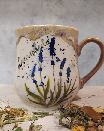 Kubek ceramiczny Zielnik- Lawenda , ręcznie malowany, AM Natural Home Pracownia Ceramiczna