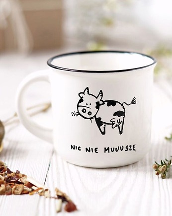 Kubek z krową, nic nie muszę, prezent na emeryturę, Pracownia Faramuszka