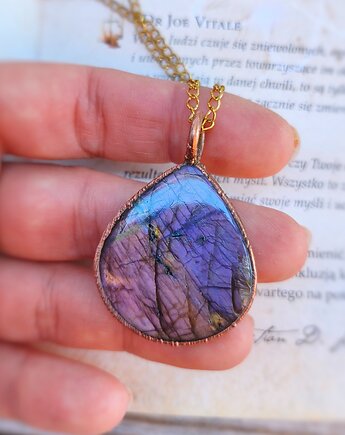 Wisior miedziany spektrolit Purpurowy zmierzch, Treemasters Copper Jewelry