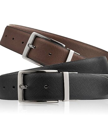 Pasek męski skórzany 115 cm dwustronny brązowy i czarny, Paolo Peruzzi