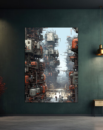 Futurystyczna Japonia, Cyberpunk - Plakat - Loft, Minimalizm, Black Sapphire Art