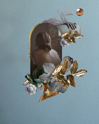 Plakat KOLAŻ - gold, White Cup
