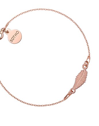 Bransoletka z różowego złota z liściem, SOTHO