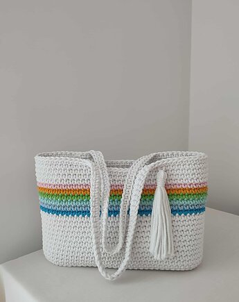 Torba szydełkowa na ramię ze sznurka 40cmx30cm, MISZ MASZ Dorota Tyszko