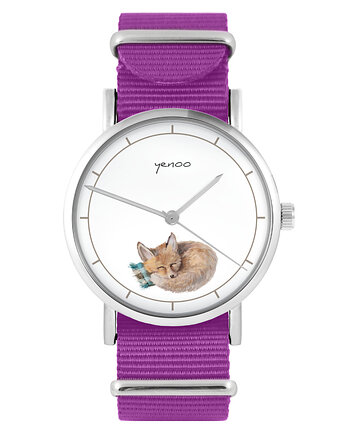 Zegarek - Lisek - amarant, nylonowy, yenoo