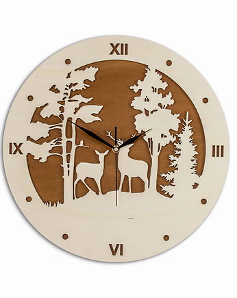 DEKORACYJNY ZEGAR SKANDYNAWSKI, JELONKI, RUSTYKALNY STYL L ( 60 x 60 cm ), ORNAMENTI